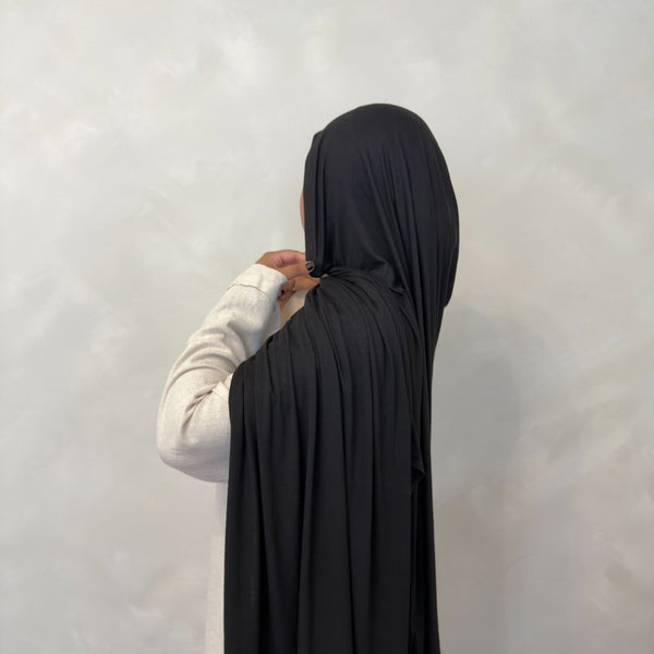 Matching Bamboo Jersey Scarf Set | Black