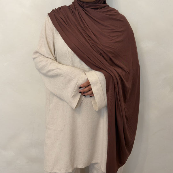 Matching Bamboo Jersey Scarf Set | Cocoa