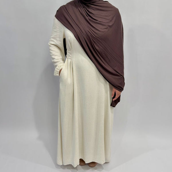 Linen Cotton Waist Tie Dress | Vanilla