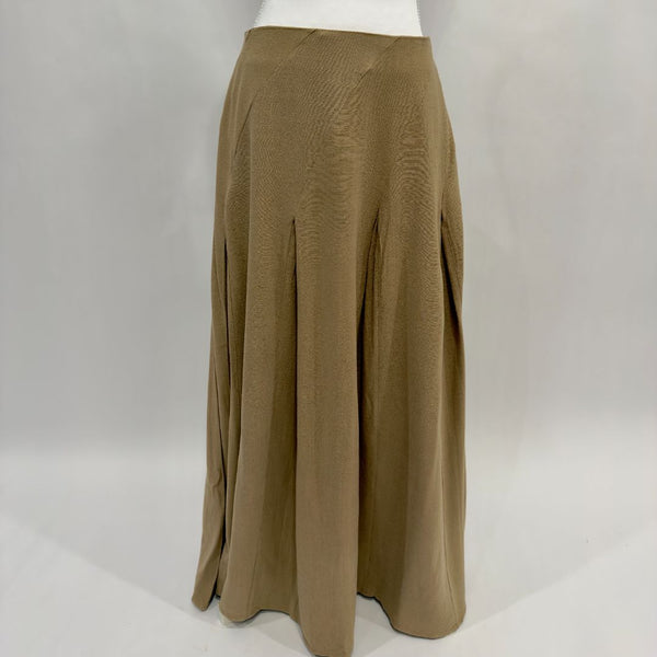 Linen Cotton Pleated A-Line Skirt | Clay