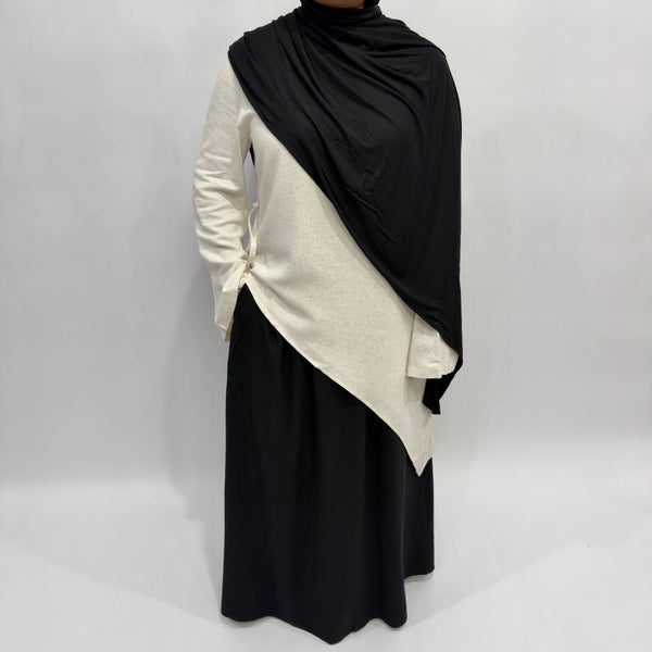 Linen Cotton Asymmetrical Shirt | Vanilla