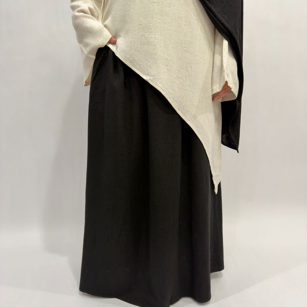 Linen Cotton Pleated Skirt | Black