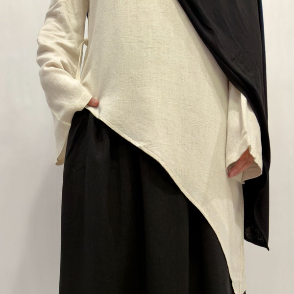 Linen Cotton Asymmetrical Shirt | Vanilla