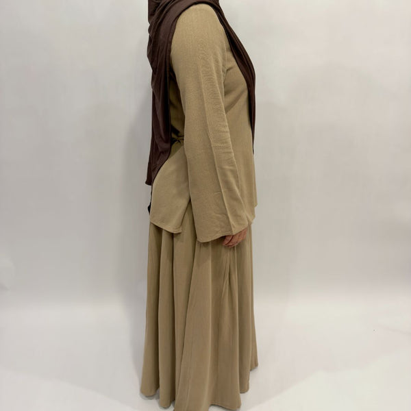 Linen Cotton Side Slit Top | Clay