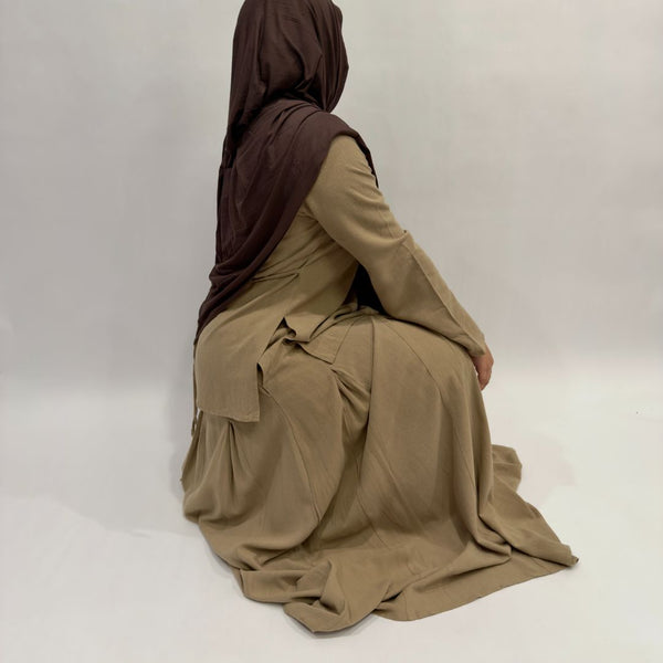 Linen Cotton Pleated A-Line Skirt | Clay