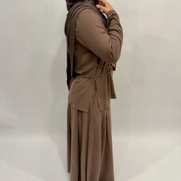 Linen Cotton Side Slit Top | Mocha