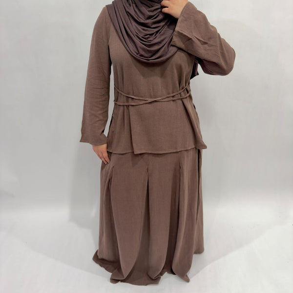 Linen Cotton Side Slit Top | Mocha