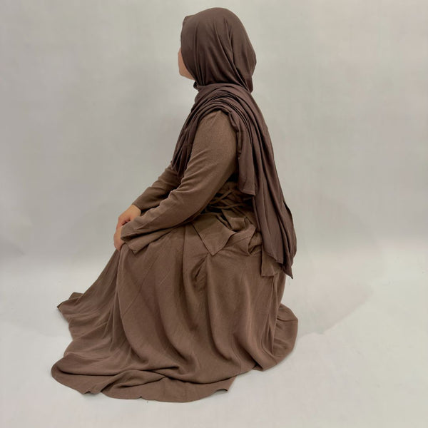 Linen Cotton Pleated A-Line Skirt  | Mocha