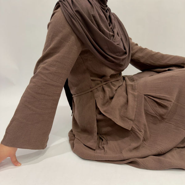 Linen Cotton Side Slit Top | Mocha