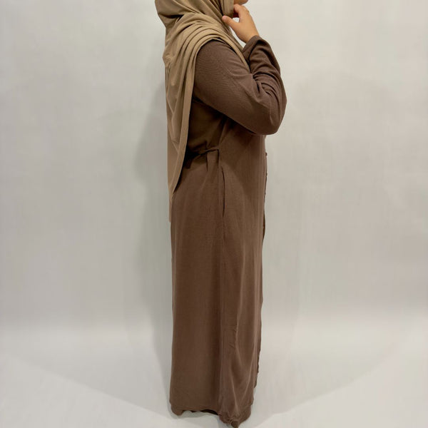 Linen Cotton Button-Down Skirt Set | Mocha