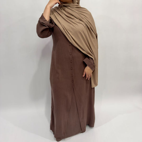 Linen Cotton Button-Down Skirt Set | Mocha