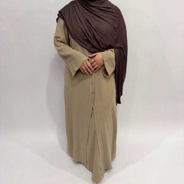 Linen Cotton Button-Down Skirt Set | Clay