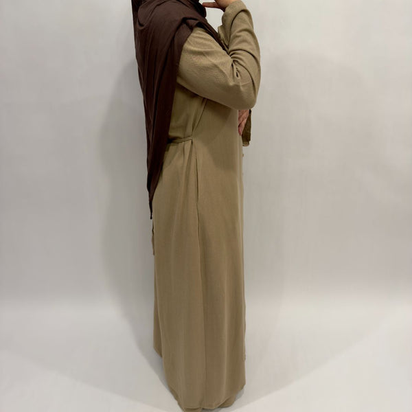 Linen Cotton Button-Down Skirt Set | Clay