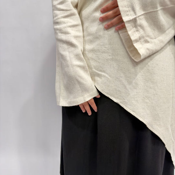 Linen Cotton Asymmetrical Shirt | Vanilla