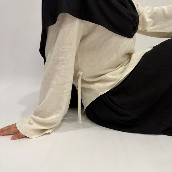 Linen Cotton Asymmetrical Shirt | Vanilla