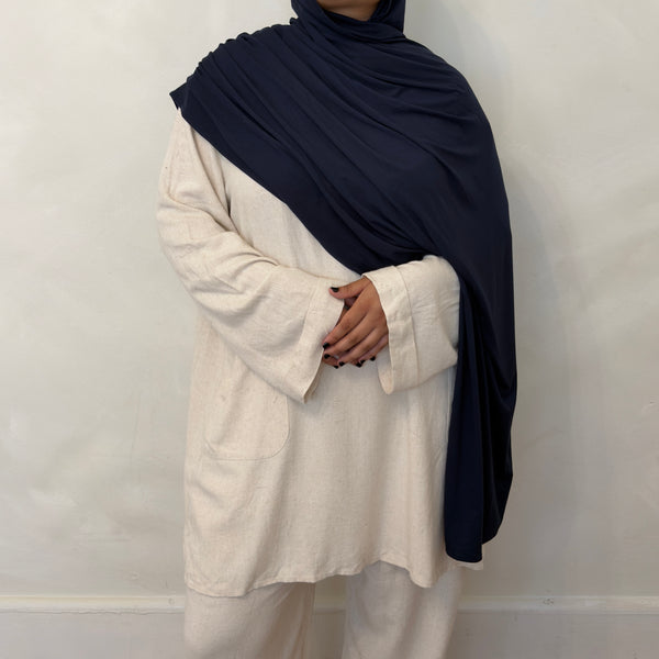 Matching Bamboo Jersey Scarf Set | Navy