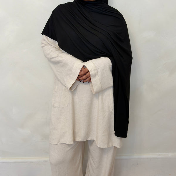 Matching Bamboo Jersey Scarf Set | Black