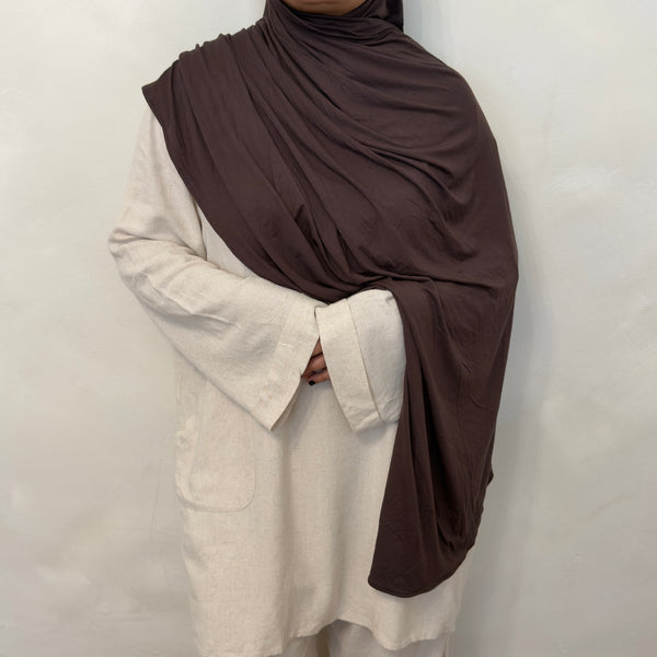 Matching Bamboo Jersey Scarf Set | Espresso
