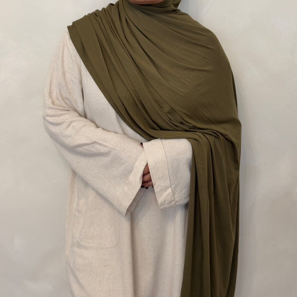 Matching Bamboo Jersey Scarf Set | Olive