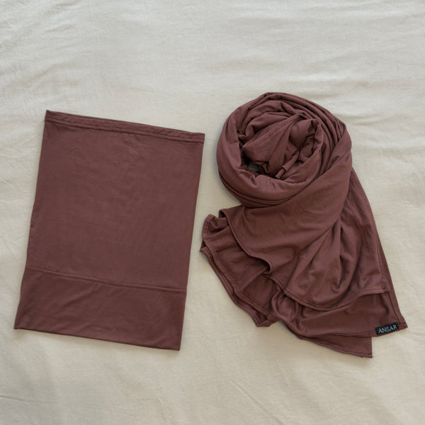 Matching Bamboo Jersey Scarf Set | Cocoa