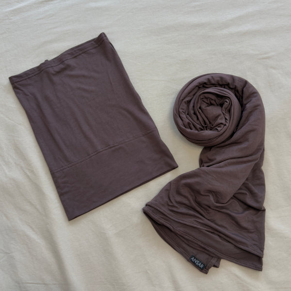 Matching Bamboo Jersey Scarf Set | Espresso