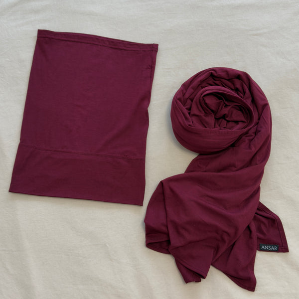 Matching Bamboo Jersey Scarf Set | Plum