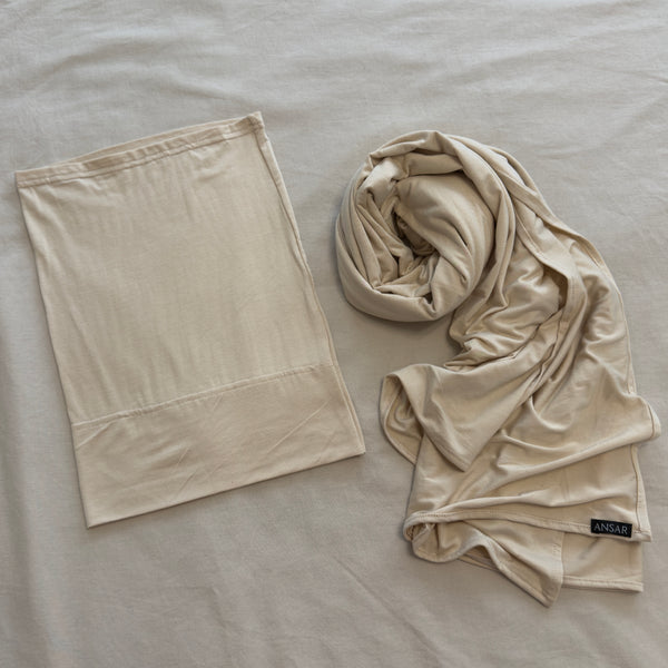 Matching Bamboo Jersey Scarf Set | Cream