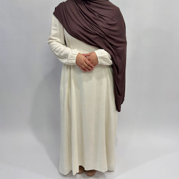 Linen Cotton Waist Tie Dress | Vanilla