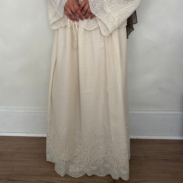 Cotton Cutwork Skirt | Ivory
