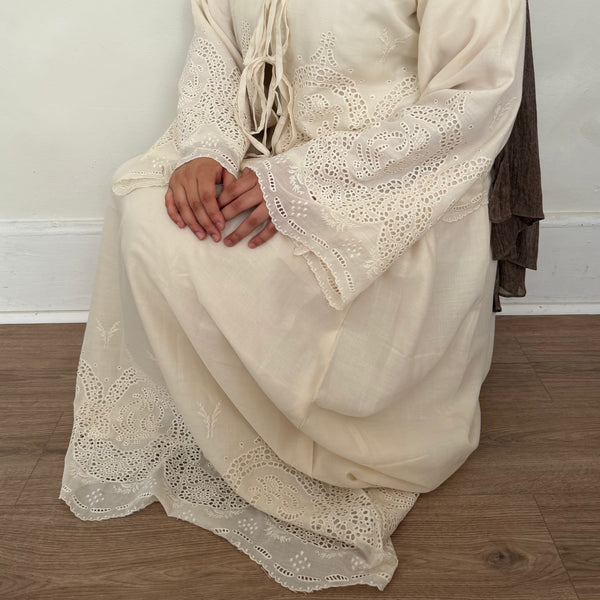 Cotton Cutwork Skirt | Ivory