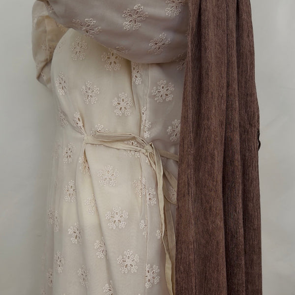 Cotton Cutwork Bow Detail Dress | Ivory